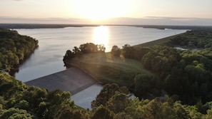 Aerial view of Lake Murvaul from the spillway