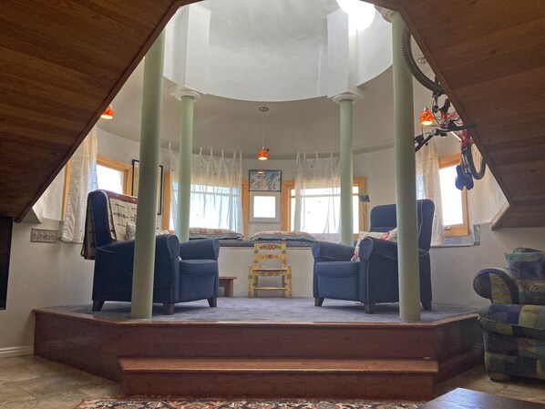This is the Turret.  My niece likes to sleep on the window benches.