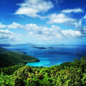 Northwestern views over Maho Bay and beyond to St. Thomas 