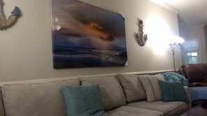 living room with new wall decorations