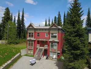 Twin Peaks in the summer.  Our unit is the left hand half beside the trail.