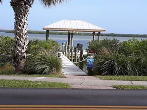 Half covered dock.  Sun and shade for everyone.