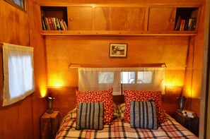 Flannel and down in the master bedroom.