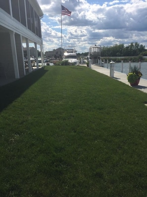 Lawn on water side of rentals facing West