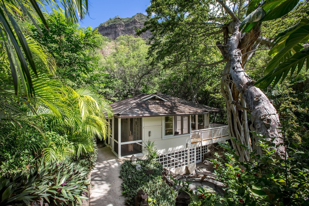 Treetop Oahu Airbnb built into a ravine