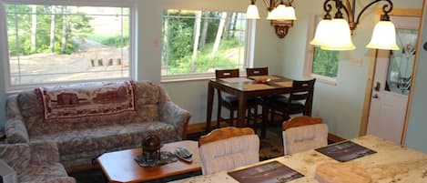 Bird's eye view of open concept, Living Rm, Dining area & Kitchen