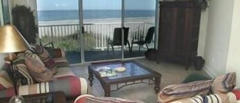 Great Views of Beach and Ocean from Living, Dining, and kitchen area