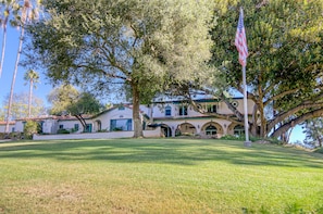 The suite is attached to this sprawling Mediterranean Villa