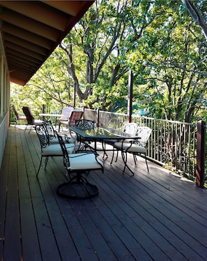 Back deck. Enjoy the morning among nature in the trees or a nice BBQ.
