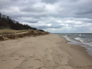 Photo taken in 2023.  Beach size changes with weather.