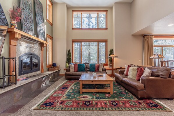 Living Room - Wood Burning Fireplace- Flat Screen TV