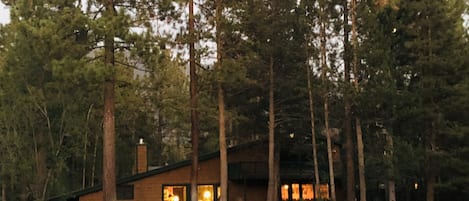 View of the cabin from across the meadow