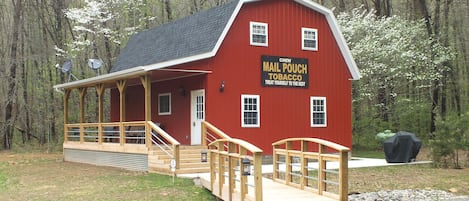 Amish-built Red Barn situated on 6 acres with stocked pond and firepit