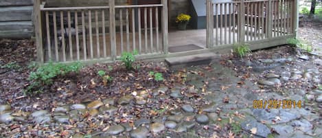 Front Porch, hot tub to the right