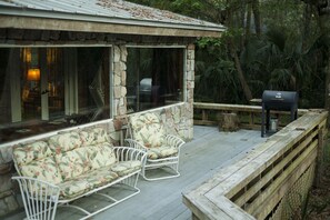 Cook out on charcoal grill on the back deck overlooking..great for bird watching