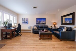 The living room offers a separate space to hang out in if you just want to visit