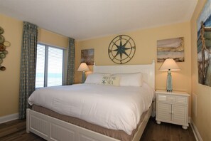 Spacious Master Bedroom with King and a view of the beach.