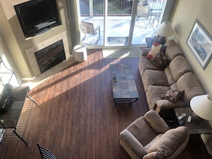 living room from loft view