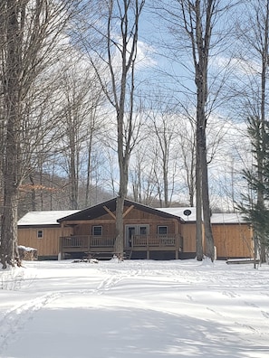 mountain views in the front and back of the cabin.  winter months are great.