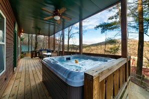 Multi-Level Deck with Amazing Views of Downtown Helen