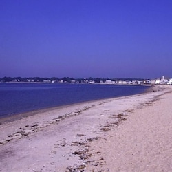 View from our beach towards Westbrook (take the kids for a stroll for shells!)