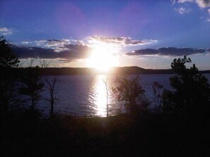 Sunset from lake shore straight back of Condo 100 steps