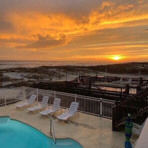 Enjoy beautiful sunsets every evening from the main level private deck!