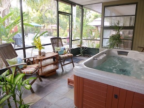 Enjoy our relaxing Spa & huge, private back yard!