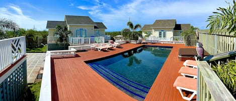 Beautiful pool, hot tub, sun deck, views of Atlantic Ocean and Caribbean Sea.