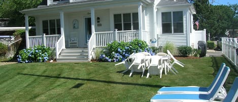 Front of house overlooking the lovely yard and Broad Cove