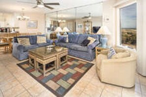 Living room with ceiling fan