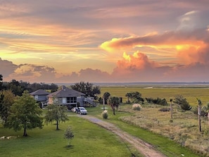 The views are spectacular as you can see for miles over open water and marsh.