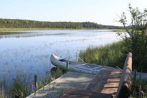 Private dock and canoe on Moose River