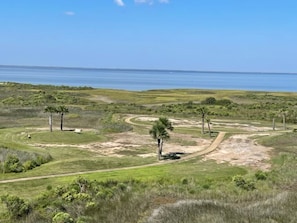 View from the large back patio of the wetlands and West Bay.