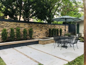 Welcome home!  New patios with fire pit and outdoor lighting, built in 2019. 