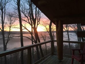 Sunrise through the fog from the Hawk's Nest.