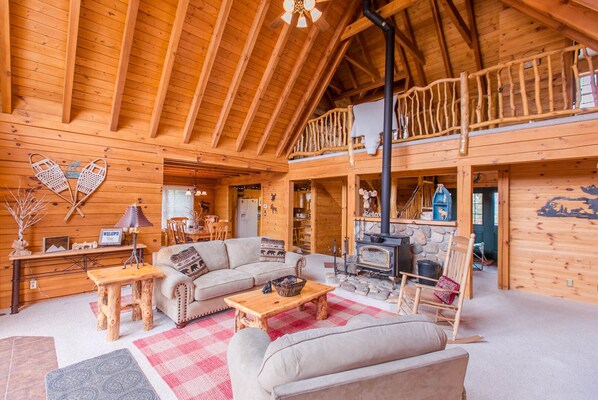 Main floor living space.  Welcome to the cabin!
