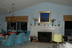 Dining Area with fireplace