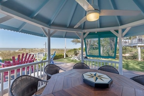 Gazebo showing beach side lawn and dunes