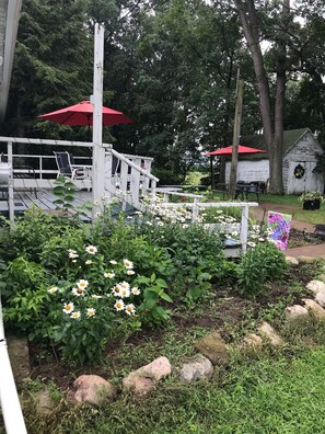 Back deck for enjoying the sunset or your morning coffee. 