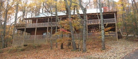 Front View of Cabin in Fall