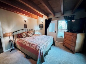 A cozy yet spacious primary suite.