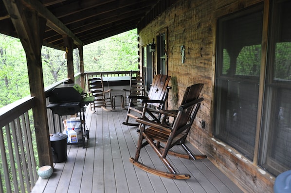 Sit down and enjoy the view and the smell of our authentic log home!