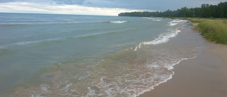 Beautiful sand bay with sand bars on Lake Michigan