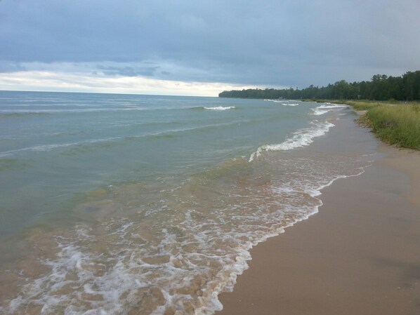 Beautiful sand bay with sand bars on Lake Michigan