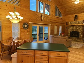kitchen and living room 