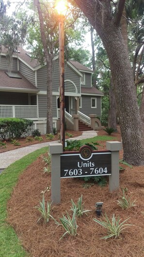 7603 Huntington. Front of the 2 story villa.  2 units in building. Next to pool.
