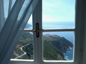 The amazing view of Corniglia from the double windows.