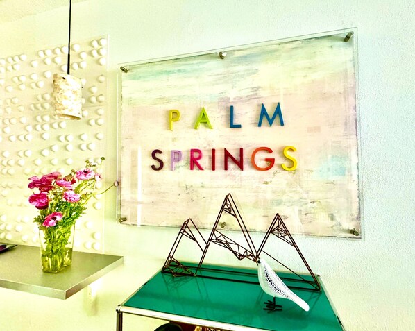 Flowers & mountains & birds abound inside and outside the condo.