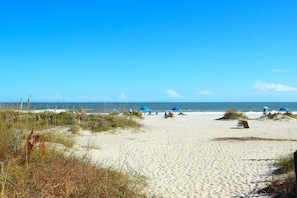 Sandy beach just steps away from your condo. Right in front of resort